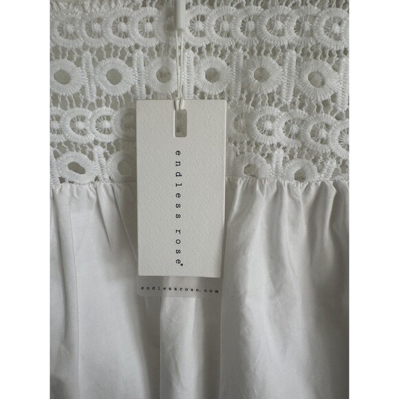 Endless Rose White Lace Eyelet Top Bell Sleeve Boho Size Large NEW - Picture 5 of 14